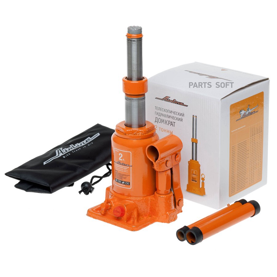 Домкрат бутылочный 2 т AIRLINE 161 - 387 мм телескопический, двухштоковый - AIRLINE None None